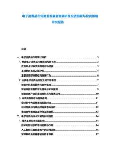 電子消費品市場商業(yè)發(fā)展全面調(diào)研及投資前景與投資策略研究報告
