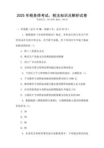 2025年稅務師考試：稅法知識點解析試卷