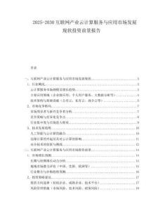 2025-2030互聯網產業云計算服務與應用市場發展現狀投資前景報告