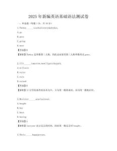 2025年新编英语基础语法测试卷