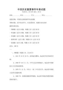 中國歷史重要事件年表試題