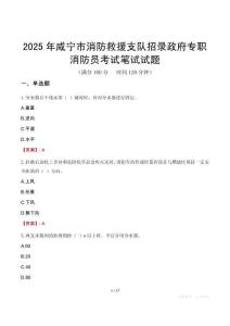 咸寧市消防救援支隊(duì)招錄政府專(zhuān)職消防員考試真題2025