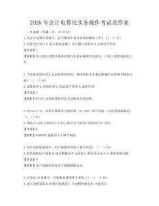 2026年會計電算化實務(wù)操作考試及答案
