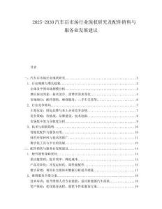 2025-2030汽車后市場行業現狀研究及配件銷售與服務業發展建議