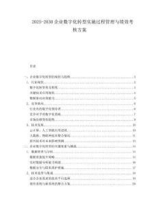 2025-2030企業數字化轉型實施過程管理與績效考核方案