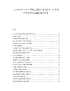 2025-2030日本半導體元器件市場供給缺口分析光伏產業投資方向解析評估綱要