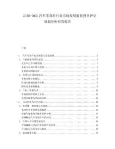 2025-2030汽車零部件行業(yè)市場發(fā)展前景投資評估規(guī)劃分析研究報(bào)告