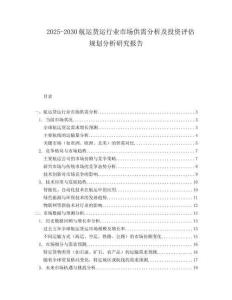 2025-2030航運貨運行業市場供需分析及投資評估規劃分析研究報告