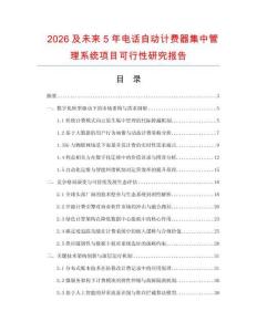 2026及未來5年電話自動計費器集中管理系統(tǒng)項目可行性研究報告