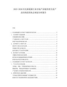 2025-2030河北新能源行業市場產業鏈供需關系產品結構投資機會規劃分析報告