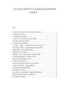 2025-2030互聯(lián)網(wǎng)平臺(tái)公司收益分析運(yùn)營管理評(píng)估改進(jìn)意見