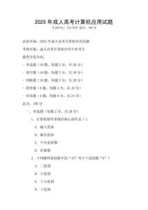 2025年成人高考計算機應用試題