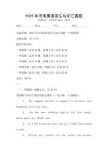 2025年高考英语语法与词汇真题