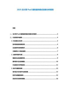2025云計算PaaS服務盈利模式創(chuàng)新分析報告