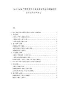 2025-2030汽車火車飛機(jī)船舶電車市場供需現(xiàn)狀評估及投資分析規(guī)劃