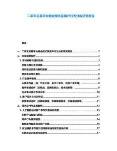 二手車交易平臺商業模式及用戶行為分析研究報告