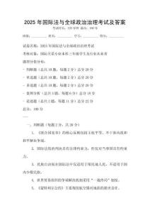 2025年國際法與全球政治治理考試及答案