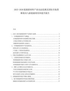 2025-2030能源新材料產(chǎn)業(yè)動態(tài)監(jiān)測及國際市場壟斷格局與新能源利用率提升報告