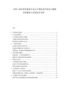 2025-2030軟件服務行業(yè)云計算技術應用及大數據分析服務與市場競爭分析
