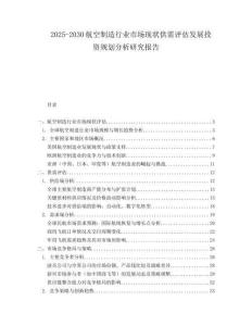 2025-2030航空制造行業市場現狀供需評估發展投資規劃分析研究報告