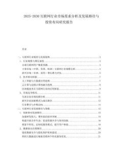 2025-2030互聯網行業市場需求分析及發展路徑與投資布局研究報告