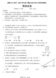 2024四川省成都市七中高二下學期6月月考物理試題及答案