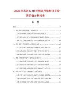 2026及未來5-10年焊條用鐵粉項目投資價值分析報告