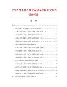 2026及未来5年灯丝绕丝机项目可行性研究报告