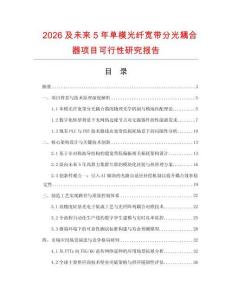2026及未來5年單模光纖寬帶分光耦合器項目可行性研究報告