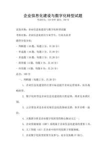 企业信息化建设与数字化转型试题