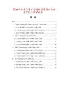 2026及未來5年戶外耐候型薄膜面板項目可行性研究報告