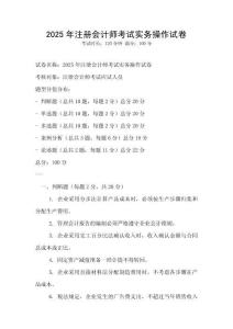 2025年注冊會計師考試實務操作試卷