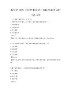 數字化2026年信息素養提升策略模擬考試科目測試卷