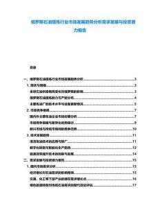 俄羅斯石油提煉行業(yè)市場發(fā)展趨勢分析需求發(fā)展與投資潛力報告