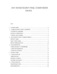 2025-2030航空發(fā)動機葉片制造工藝創(chuàng)新市場供需分析評估