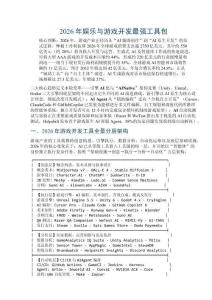 2026年娛樂與游戲開發最強工具包
