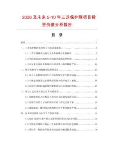 2026及未來5-10年三芝保護膜項目投資價值分析報告