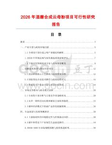 2026年濕磨合成云母粉項目可行性研究報告