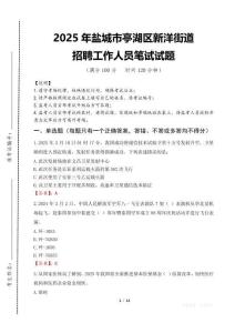 2025年鹽城市亭湖區(qū)新洋街道招聘考試真題