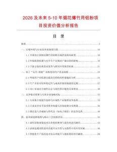2026及未來5-10年煙花爆竹用鋁粉項目投資價值分析報告
