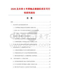 2026及未來5年焊觸點熔接機項目可行性研究報告