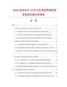 2026及未來5-10年衛生用品用具柜項目投資價值分析報告