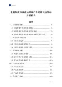 车载智能环境感知系统行业跨境出海战略分析报告
