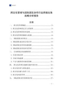 跨文化管理与国际团队协作行业跨境出海战略分析报告