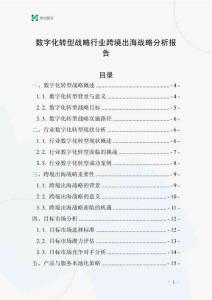 数字化转型战略行业跨境出海战略分析报告