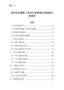 自然风光摄影工作坊行业跨境出海战略分析报告