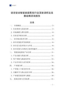 语音驱动智能家庭影院行业深度调研及发展战略咨询报告