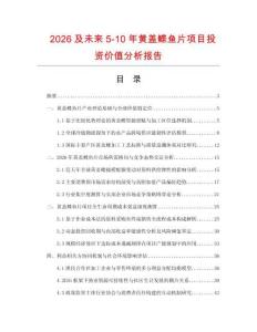 2026及未来5-10年黄盖鲽鱼片项目投资价值分析报告
