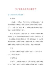 電子商務職業生涯規劃書