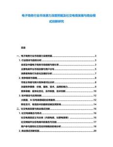 電子商務行業市場潛力深度挖掘及社交電商發展與商業模式創新研究